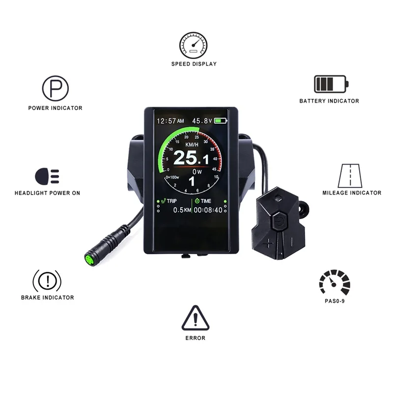 Новые яркие Экран Дисплей P850C Спидометр с 9 уровня парковка Assist для Bafang