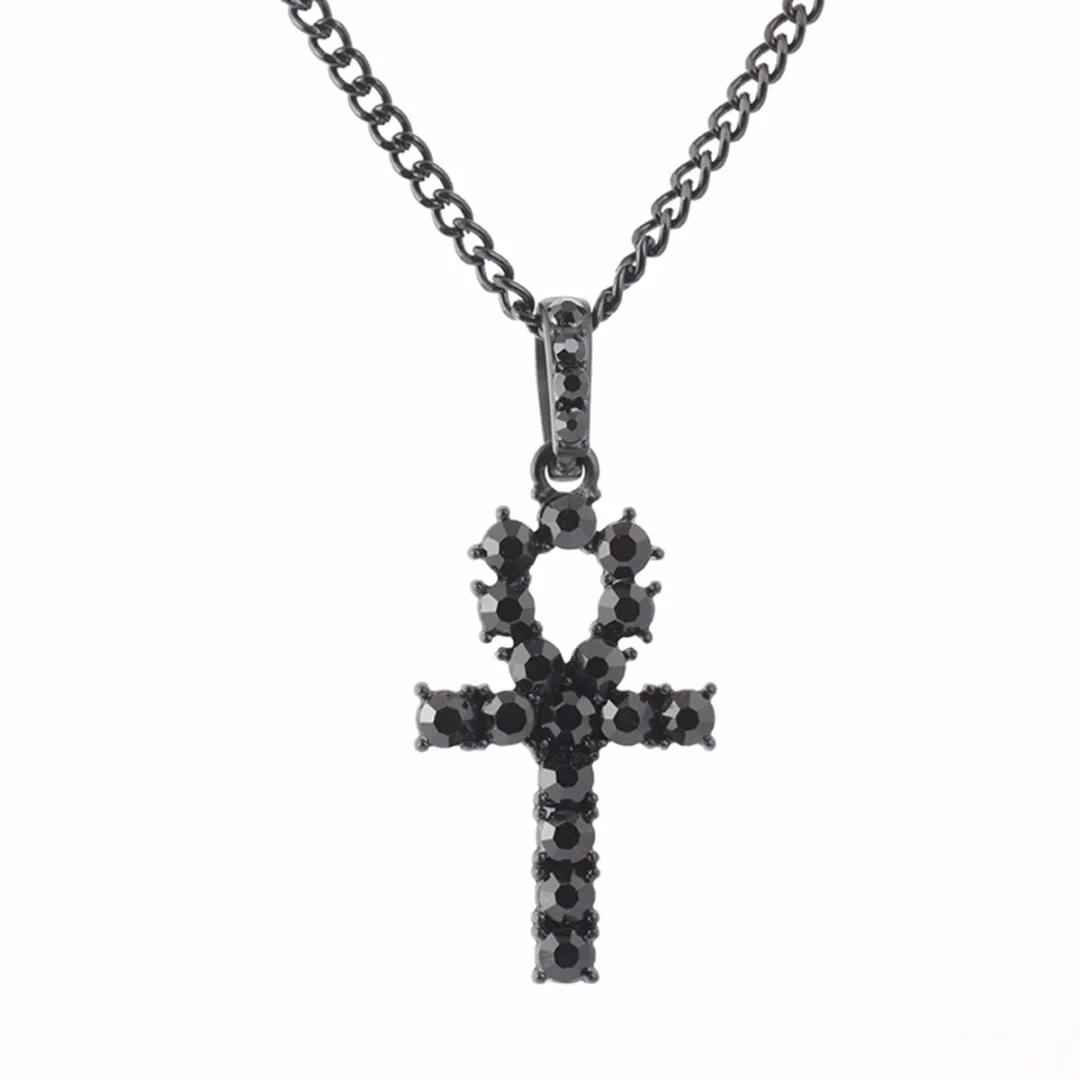 Iced Out Крест из горного хрусталя с кристаллами ожерелье, подвеска из золота черного цвета распятие длинное ожерелье s& Подвески Шарм для мужчин хип хоп ювелирные изделия