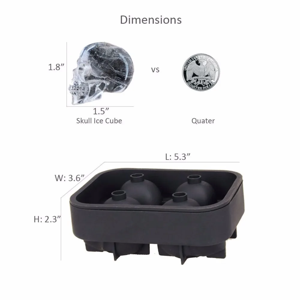 3D череп льда кубик чайник Бар партии виски вино силиконовая форма Лето