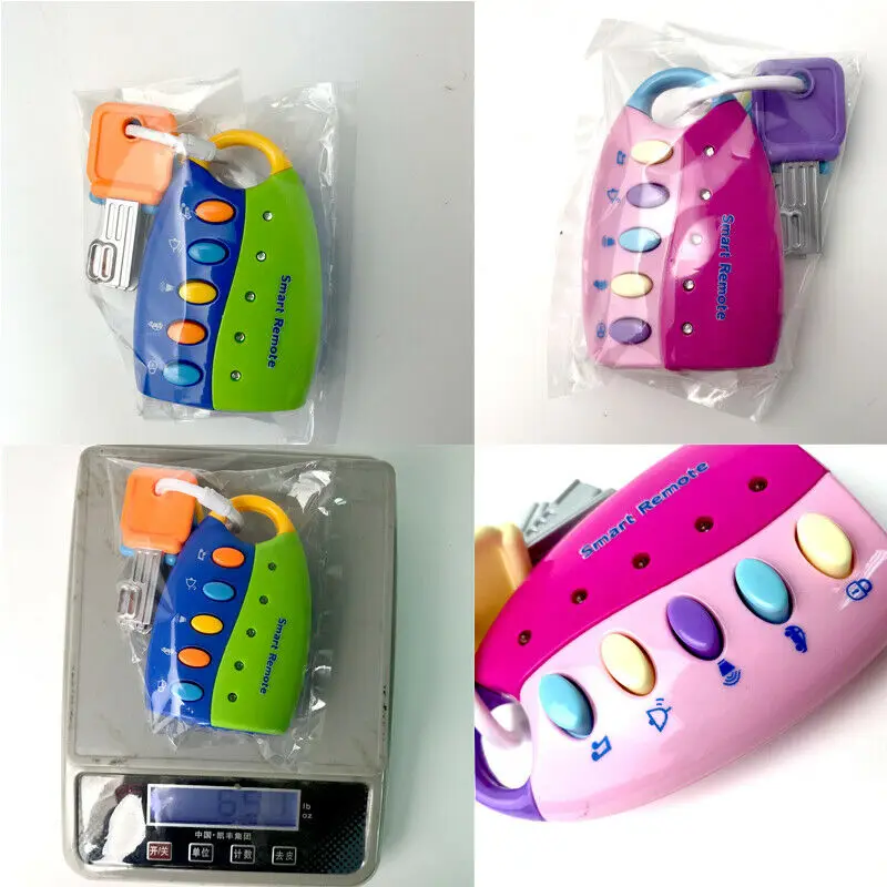 2019 Newest Fashion Baby Car Key kids Musical Keys Baby's Sound and Light Pretend Toy Keychain