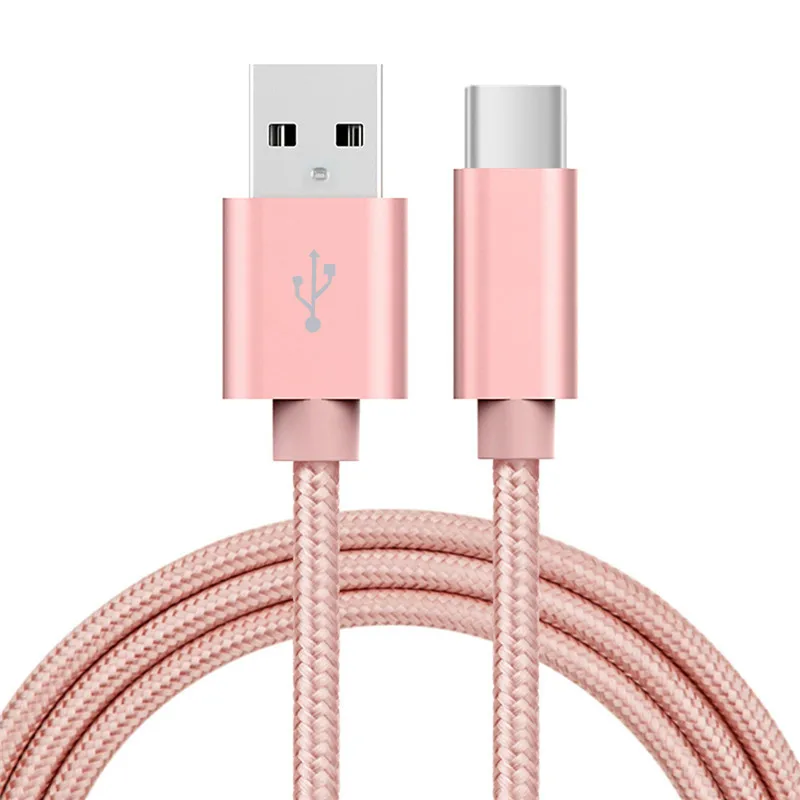 Розовый 5V 2.4A USB C нейлоновый Кабель зарядного устройства для samsung S10/LG G6/huawei mate 20/Xiaomi 8 redmi note7/OPPO R17/vivo NEX кабель