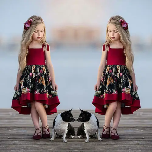 Новый стиль Брендовое детское платье Pudcoco с цветочным принтом для девочек