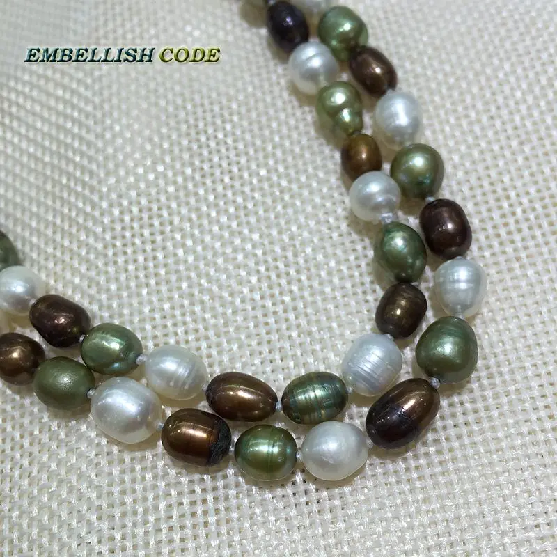 Галстук-бабочка из натурального жемчуга разных цветов длина 120 см в форме слезы