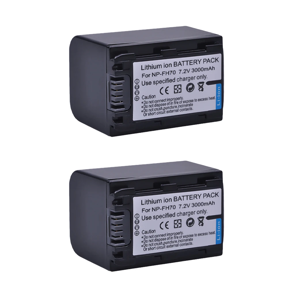 2 шт. 3000 мА/ч NP-FH70 NP FH70 NPFH70 Камера Батарея + ЖК-дисплей USB Зарядное устройство для Sony