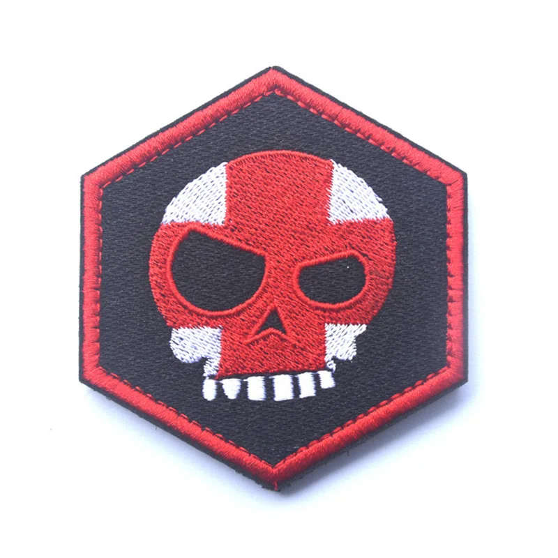 Mean T-Skull Hex Patch Red Cross Skull Tactical Morale Embroidered Applique Clothing Badge For Jackets Jeans Backpack Cap | Дом и сад