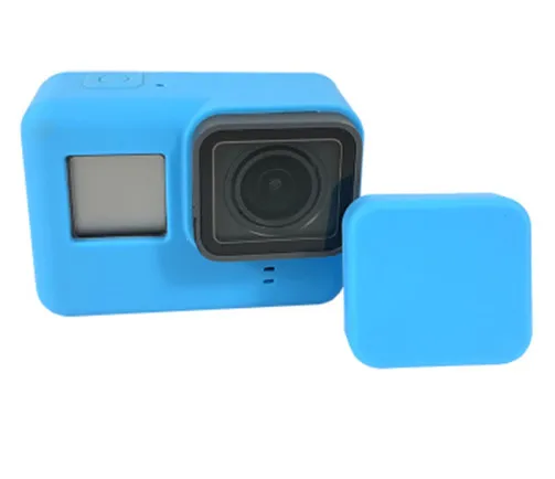 Силиконовый чехол-рамка для GoPro, защитный чехол с крышкой для объектива Go Pro Hero 7, черный, 6, 5, набор аксессуаров для экшн-камеры - Цвет: blue-2