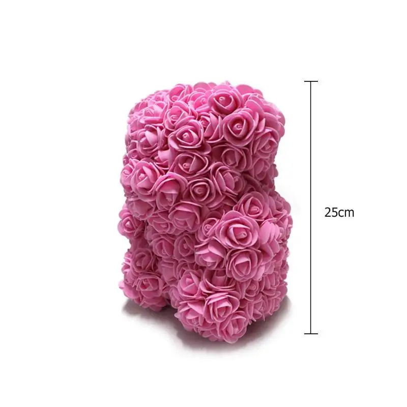 25cm DIY Foam Rose Bear Mold+200pcs PE Handmade Flower Creative DIY Rose Doll Toys Romantice Wedding Party Gifts