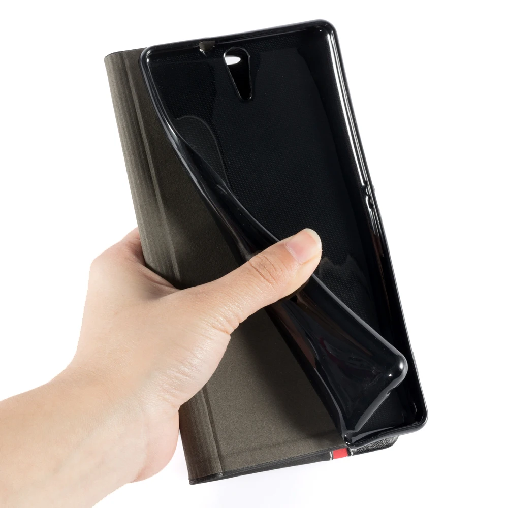 Чехол книжка для Sony Xperia C5 чехол бумажник с откидной крышкой ультратонкий/двойной