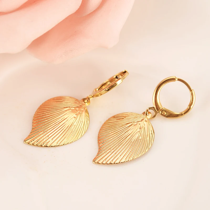 Gold leaf Dangle Earrings Women Fashion Jewelry Metal Drop For girls kids Gifts wedding bridal partyjewelry | Украшения и