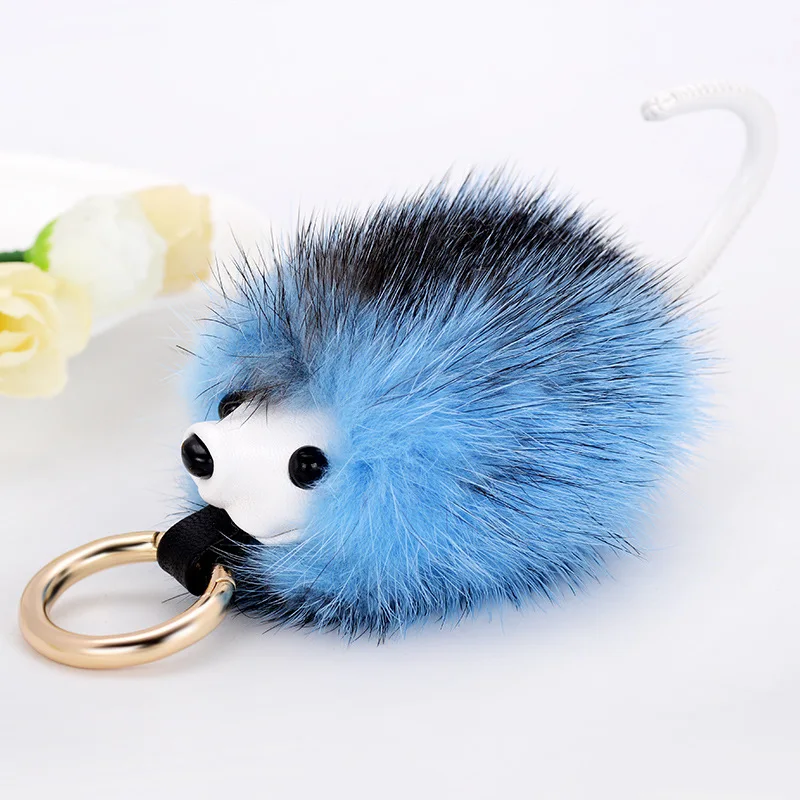 Пушистый милый брелок для ключей с рисунком ежика животного аксессуары сумок