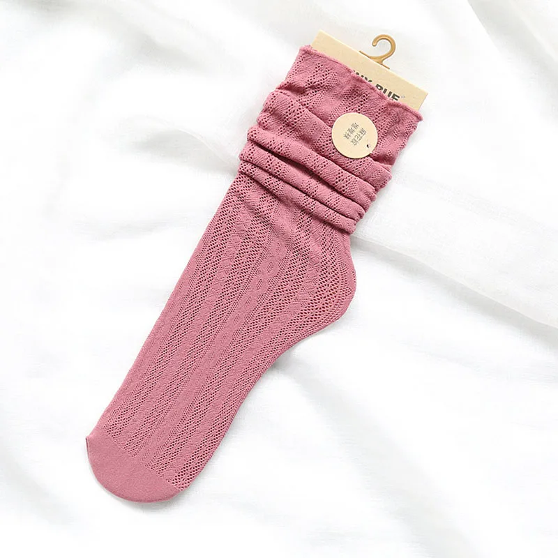 

1Pair Lady's Socks 2019 Spring New Fashion Socks Summer Solid Hollow Out Women Soft Cute Long Socks For Women Mesh Skinny Socks