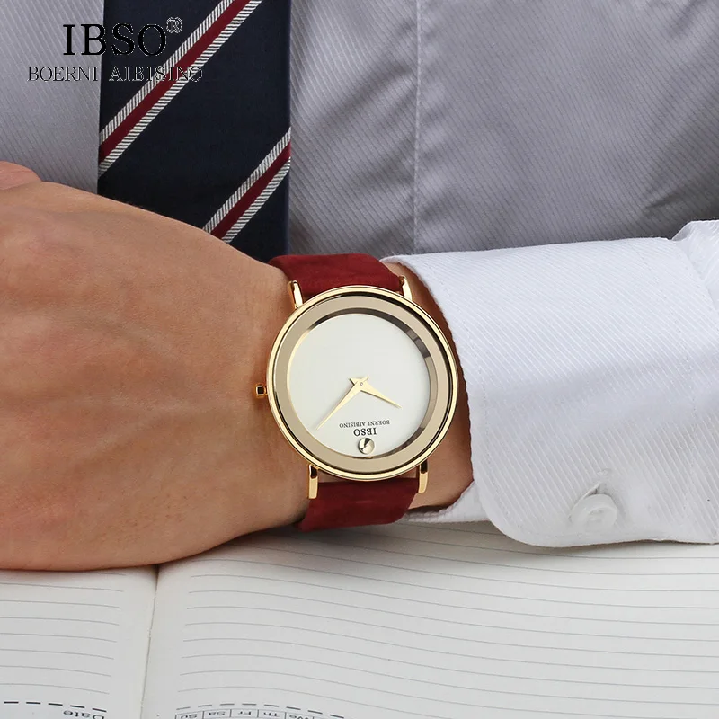 

IBSO 6MM Ultra Thin Watches Men Top Brand Luxury Male Quartz Watch Waterproof Relogio Masculino 2019 Mens Leather Watches #2216