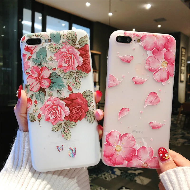 Роскошный цветок кремния чехол для телефона iPhone 7 8 Plus XS Max XR роза цветочный X 6 S