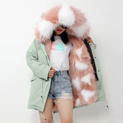 15 OFTBUY белая длинная парка пальто из натурального меха енота с капюшоном зимняя куртка для женщин натуральный Лисий Мех Подкладка Верхняя одежда новинки ins Мода - Цвет: 15