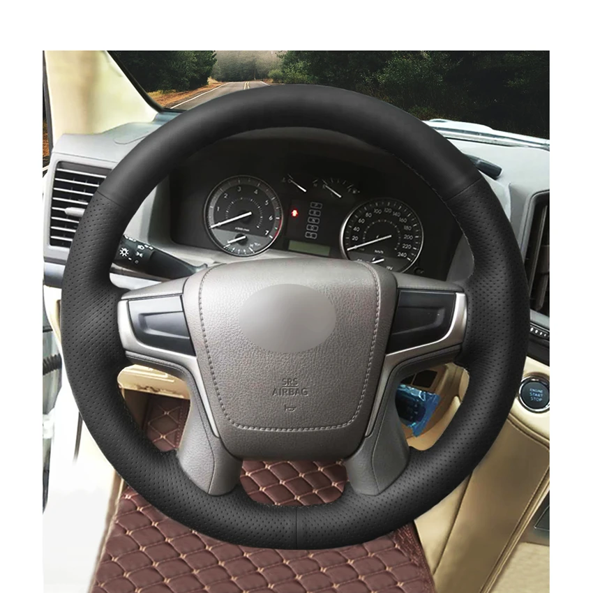 Прошитая вручную Обложка рулевого колеса из искусственной кожи PU для Toyota Land Cruiser