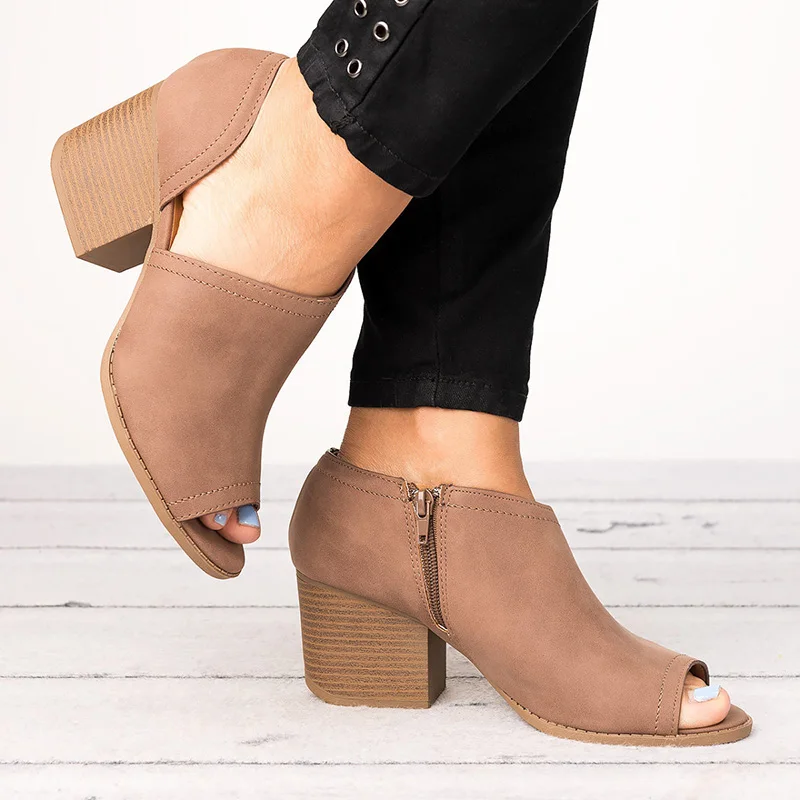 Женские босоножки Модные ботильоны женская обувь на квадратном каблуке блочном