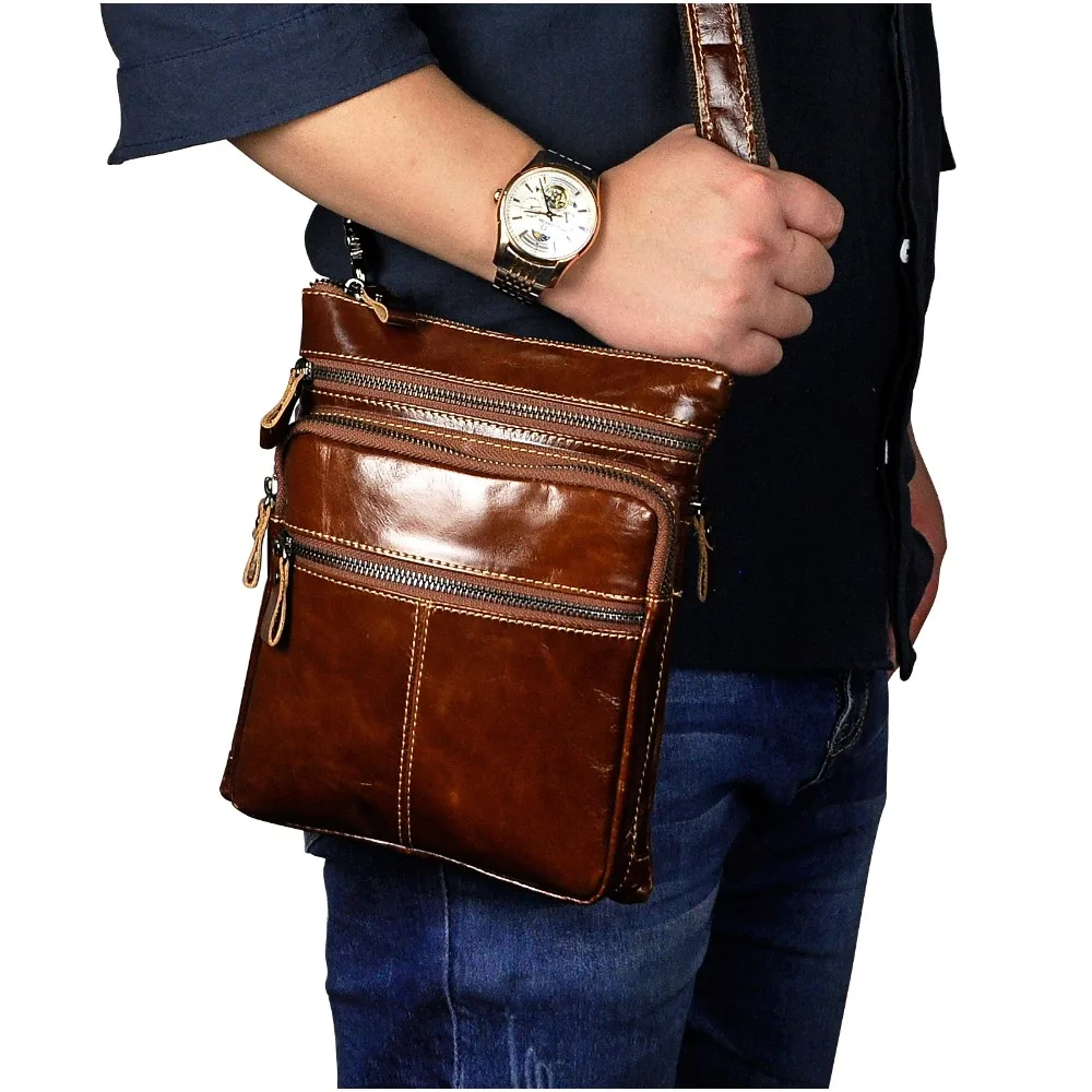 Оригинальная кожаная мужская повседневная дизайнерская школьная сумка через