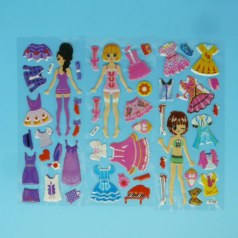 Наклейки с объемными пузырьками 6 листов/партия смешанные наклейки героями