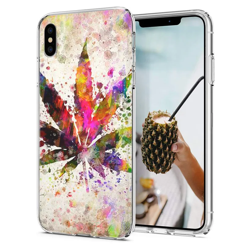Мягкий чехол для телефона iPhone 6 7 XS Max чехлы из ТПУ цветной пейзаж табак лист Fundas X XR