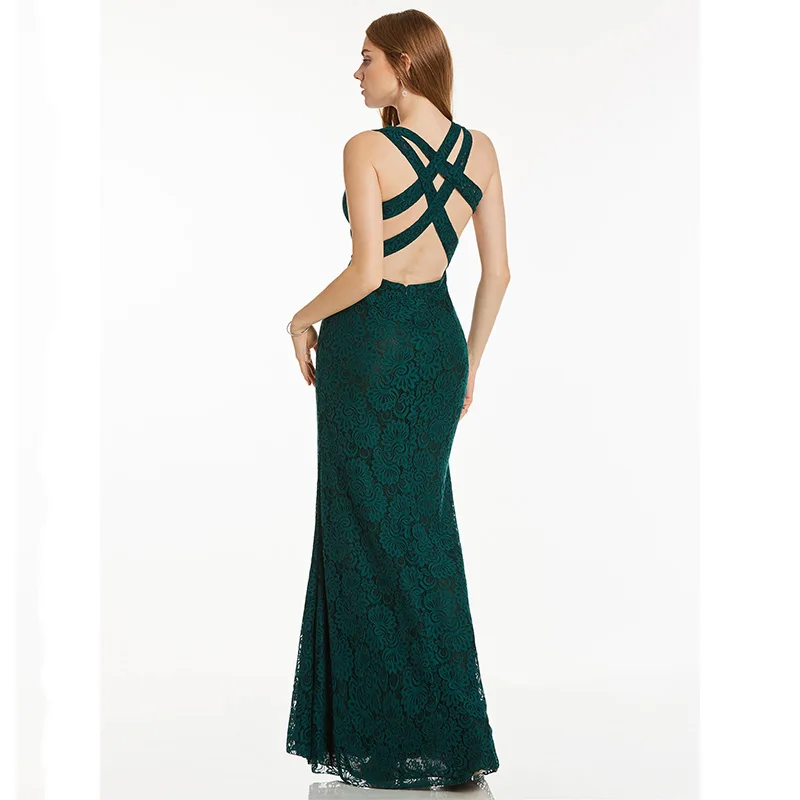 Красное длинное вечернее платье Dressv недорогое кружевное без рукавов с