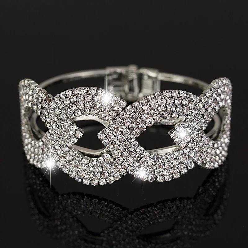 2017 Роскошные хрустальные браслеты для женщин Серебристые и свадебные ювелирные