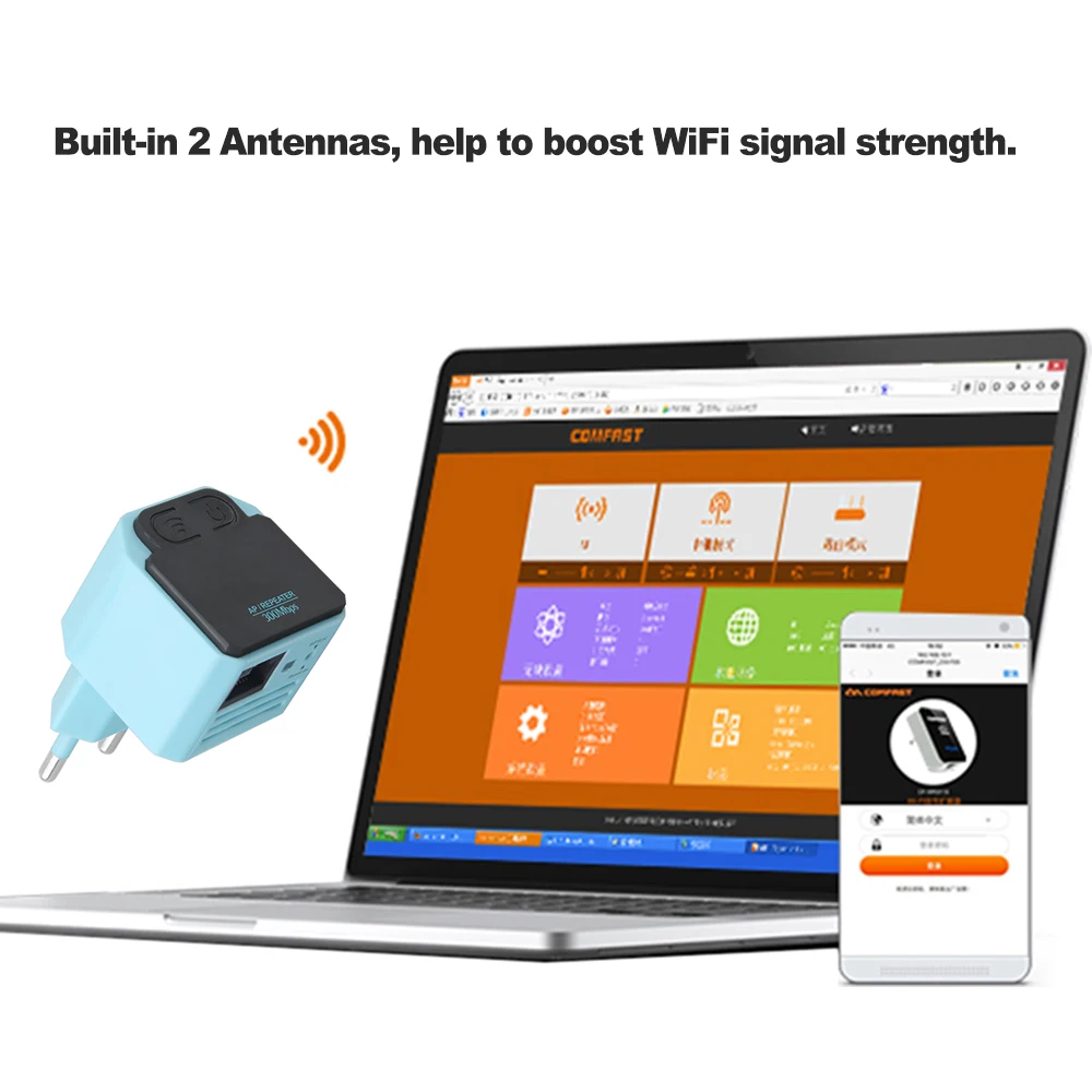 

300M Wireless WiFi Repeater 802.11N Mini AP Signal Amplifier Range Extender Signal Booster WiFi Signal Range Extender Light Blue