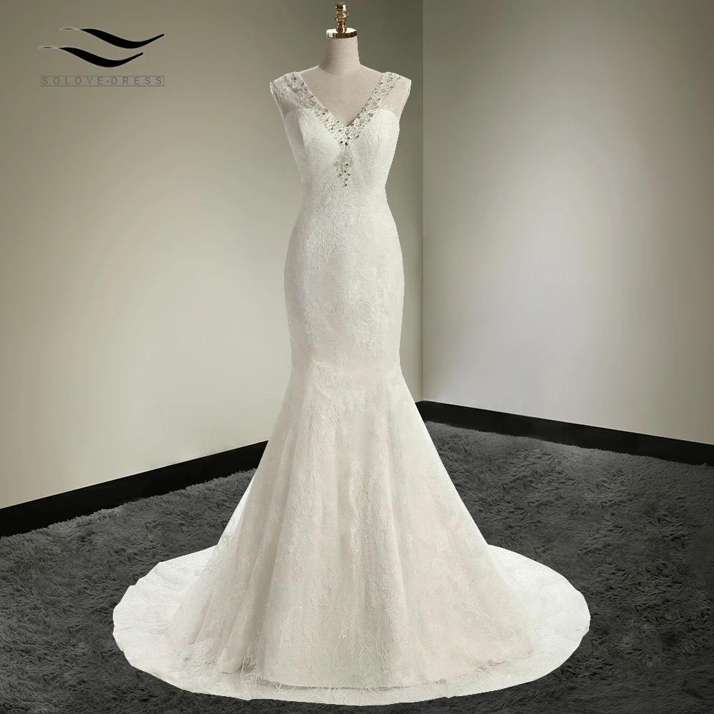 Женское свадебное платье с юбкой годе V образным вырезом без рукавов|bridal gown|fashion
