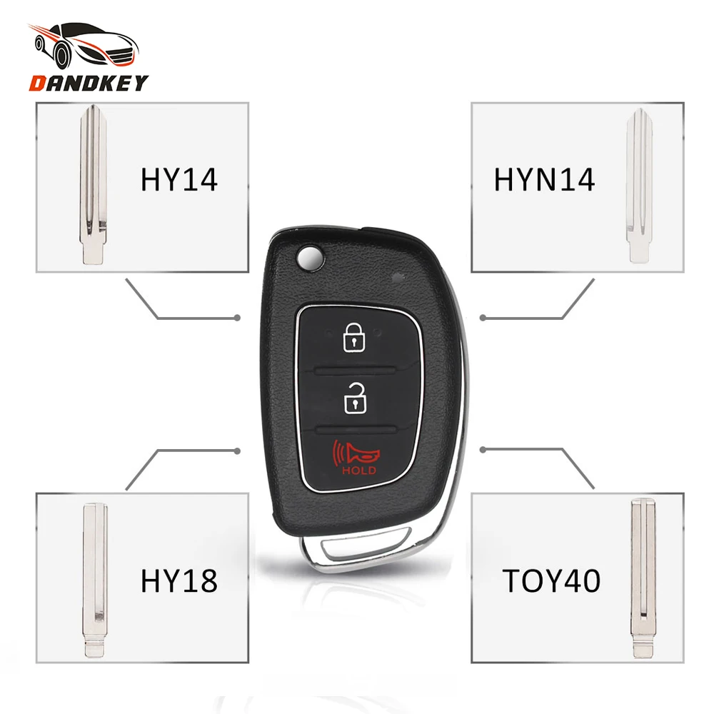 Dandkey Uncut Blade Filp Key для Hyundai Santa Fe Sonata Tucson Accent I30 I40 I45 3 кнопки Складной Корпус