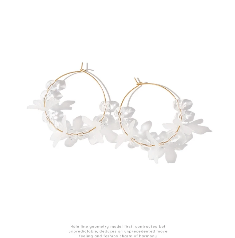 Flower earrings circle ring temperament wild personality European and American exaggerated ear rings | Украшения и аксессуары