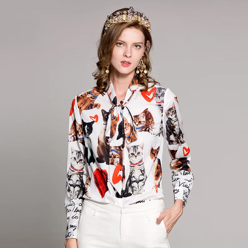 Блузка женская с бантом на воротнике и надписью белая принтом|blouse fashion|designer