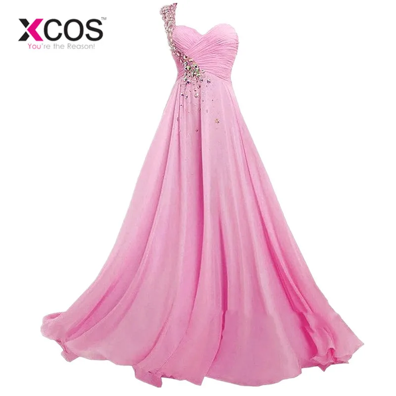 XCOS Бесплатная доставка одно плечо мятно-зеленое платье подружки невесты длинные