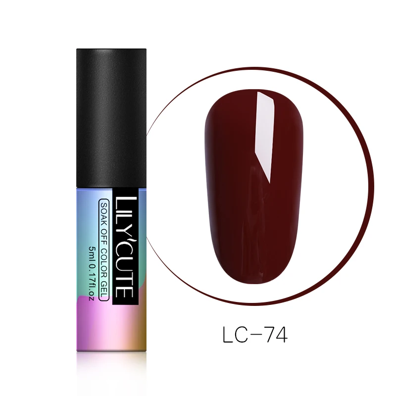 LC74 LILYCUTE 5 мл Гель-лак для ногтей красная серия Гель длительное замачивание уф-Гель-лак Блестящий Гель-лак для ногтей светодиодный чистый цветной гель для ногтей - Цвет: LC74