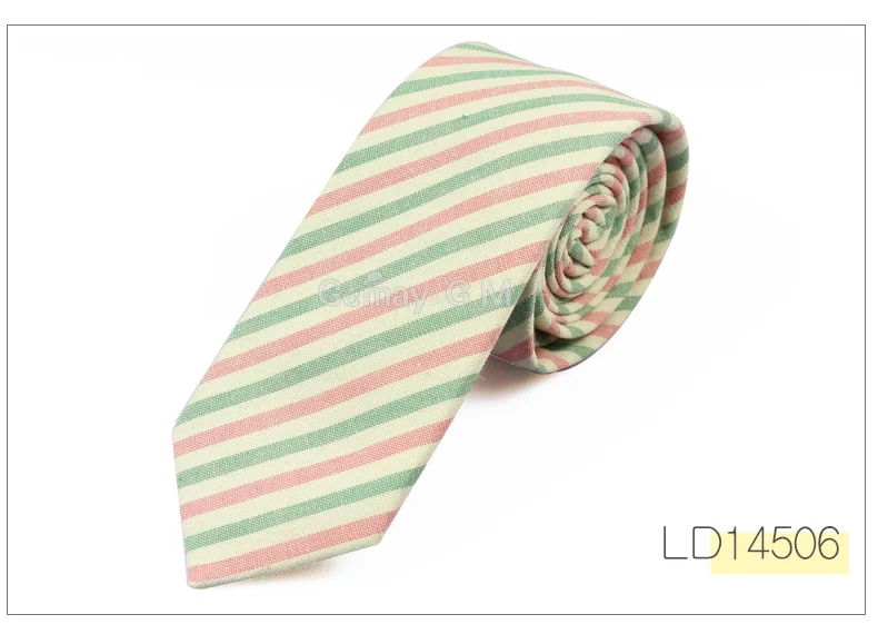 LD14506 New Fashion Mens Ties Cotton Necktie for Men Causal Stripe Tie For Man Bussines Corbatas Bridegroom Party Slim Neckties - Цвет: LD14506