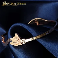 onlyart comfort fit 316 stainless steel rose golden fox bangle bracelet for women birthday gift for girls