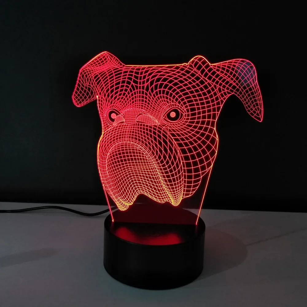 3D Оптическая иллюзия ночного светодиодного освещения для головы собаки