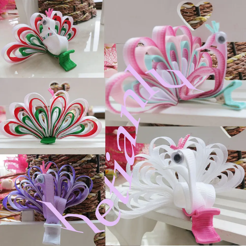 handmade Hot Sell Baby Hair Accessorie With Crafts Animal cartoon Children peacock Butterfly owl bugs 20PC Free Shipping | Аксессуары