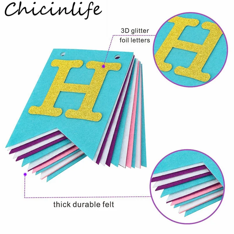 Chicinlife 1 набор смешанных цветов единорог с днем рождения баннер флаги Единорог