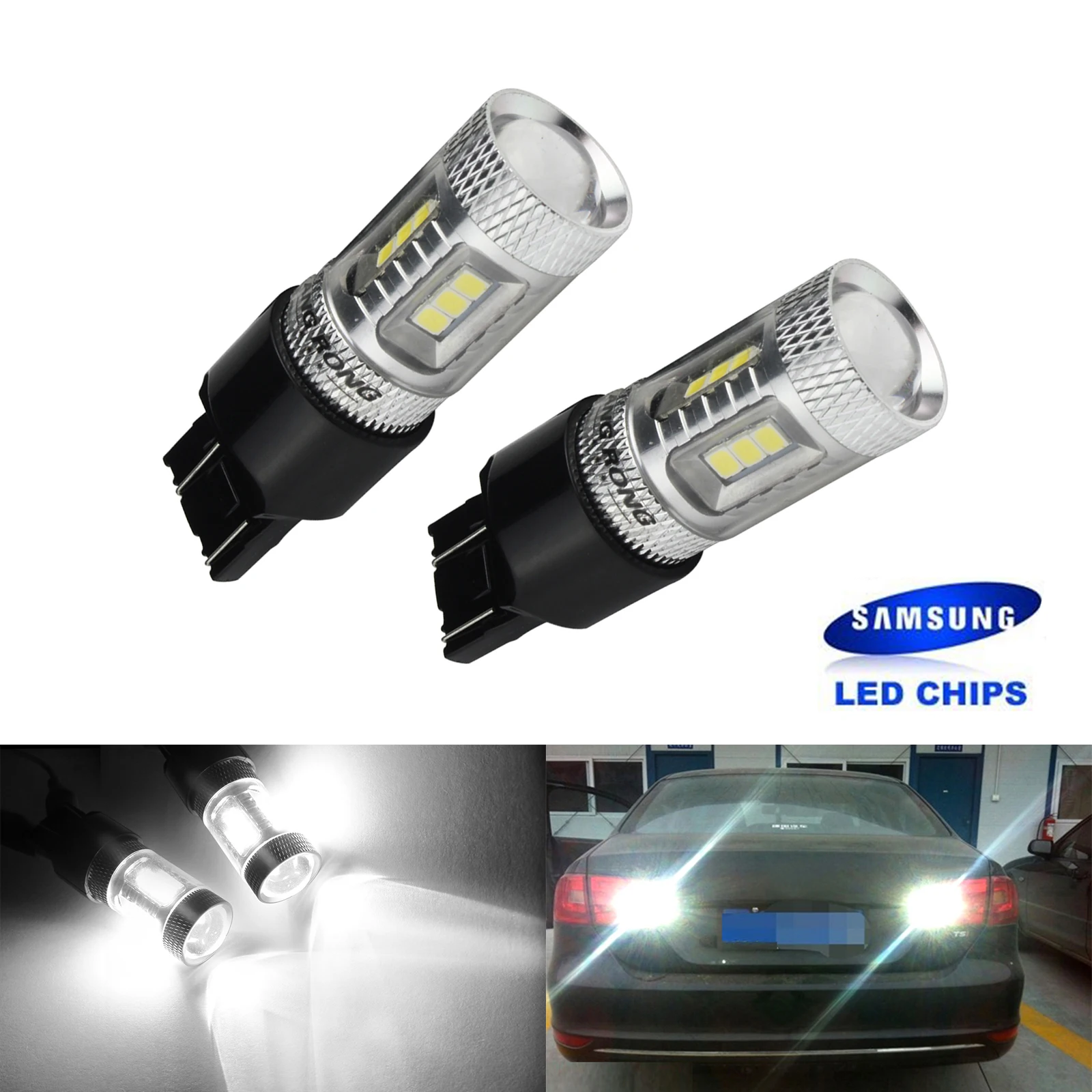 ANGRONG SAMSUNG 15 W светодиодный 7443 580 W21/5 W 582 Лампа стоп-сигнал стоп резервный свет DRL Белый