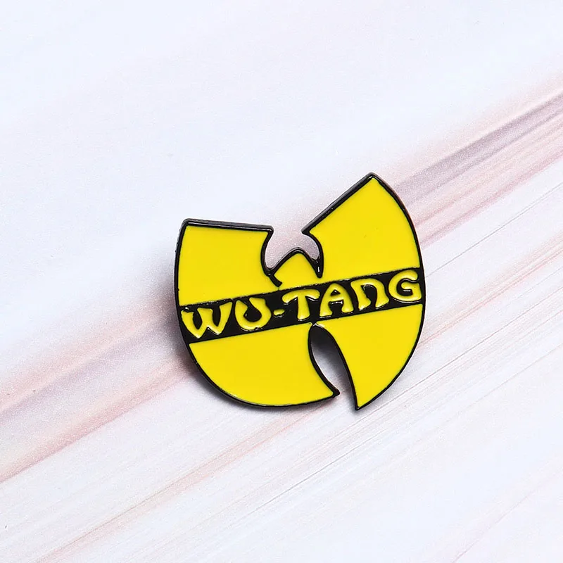 Эмалированная брошь Wu-Tang желтая в стиле хип-хоп для старой школы джинсовая