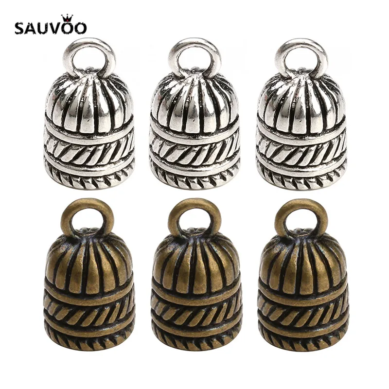 Концевые заглушки для кожаных браслетов SAUVOO, 20 шт./лот, отверстие под античную бронзу, серебро, 5,5 мм, для изготовления ювелирных изделий