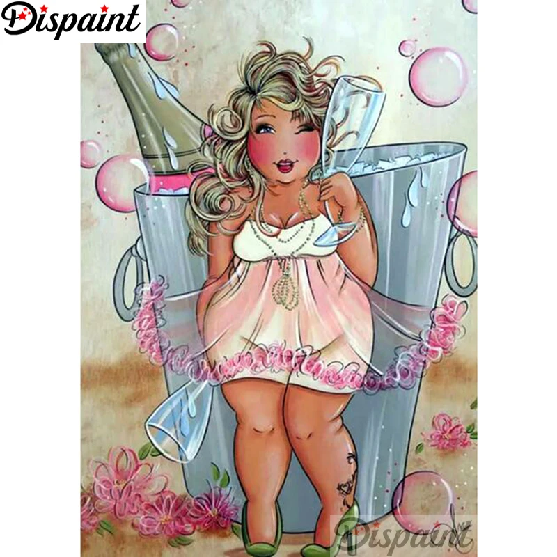 

Dispaint 5D DIY Diamond Painting "Cartoon woman" Full Drill Resin Diamond Embroidery Cross Stitch Home Decor A12863