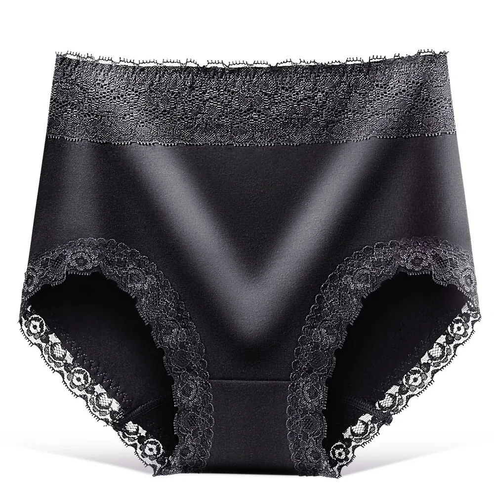 Женские трусы с высокой талией 4 шт./лот однотонные кружевные