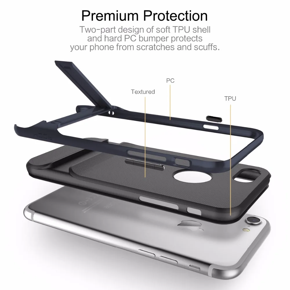 Чехол ROCK Royce с подставкой для iPhone 7 роскошный черный чехол на заднюю панель
