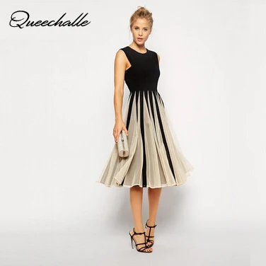 

2021 Summer Dress Women's Fashion Mesh Patchwork Mid Long Dresses Black Color Cotton Sweet Princess Dress Party Evening Vestidos