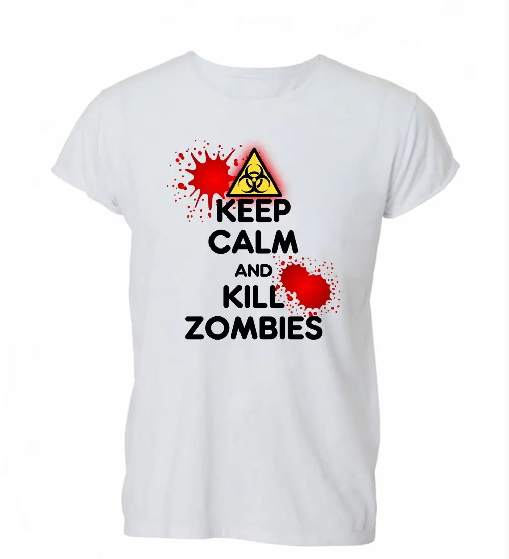 

2019 Summer Fashion Casual Men O-Neck T Shirt Keep Calm And Kill Zombies Funny Cool T Shirt Tshirt Mens Womens Gift