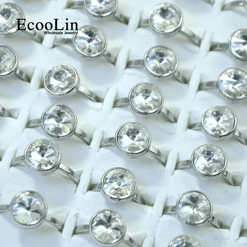 Женские кольца из нержавеющей стали EcooLin модные с цирконием 10 шт. LR4036 | Украшения и