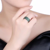 elegant green cubic zirconia ring for women black gun plated party fashion jewellry ring size 6 7 8 r2132
