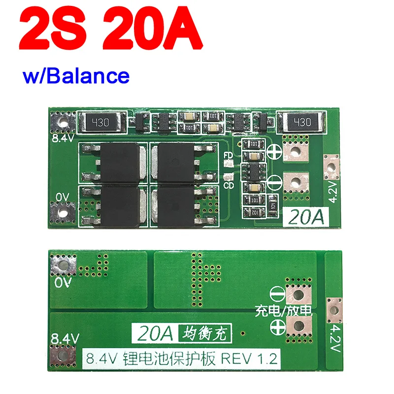 Плата Bms 2S 20A w/ Balance 2 ячейки 7 4 В 8 18650 литий ионный аккумулятор защитная плата для