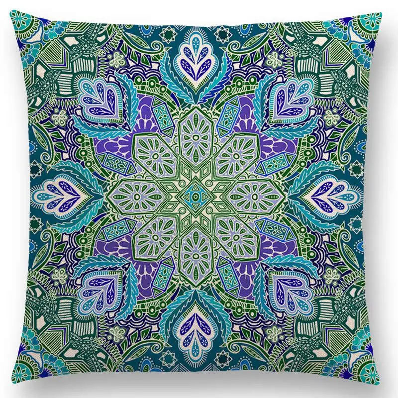 Boho Art Красочные цветы великолепные цветочные каракули растительной геометрии Мандала декоративная картина Автомобильная Подушка Чехол - Цвет: a007007
