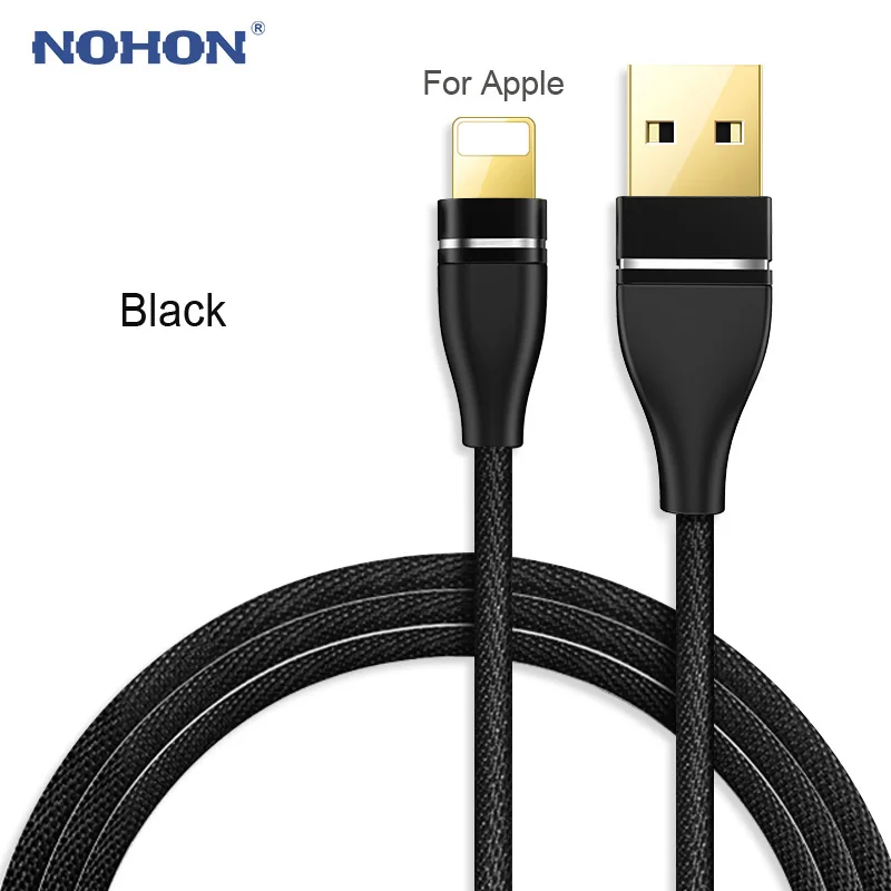 NOHON 3 в 1 USB кабель позолоченный USB кабель для зарядного устройства для iPhone 8 7 6 6S Plus iOS 10 9 8 type C Micro USB-C кабели для телефонов Android - Цвет: For Apple Black